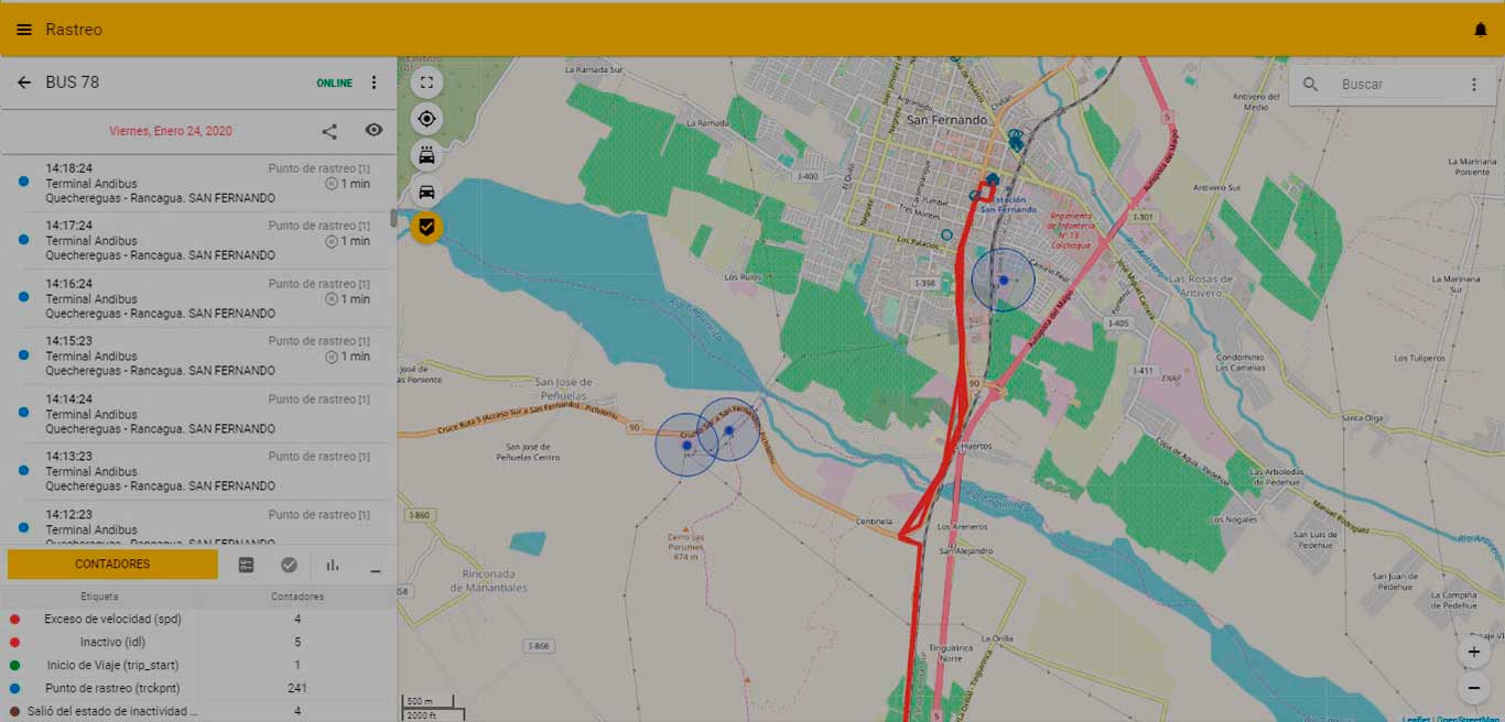 reporte geocerca gps chile