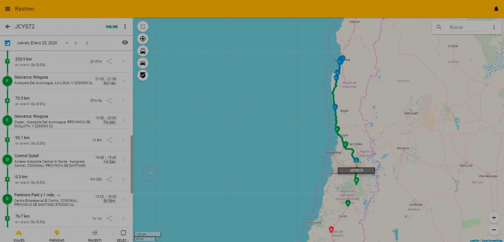 reporte de viaje gps chile